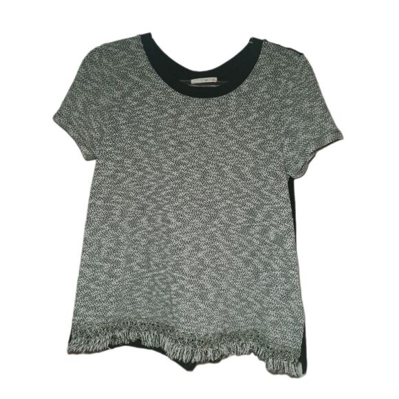 Le Lis Short sleeve Grey and Black Half Sweater/Half Shirt Size M - Picture 1 of 3